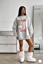 Women's Oversized Sweatshirt Dress Grinch Mode Printed Gray Melange – Crew Neck, 3 Thread Fleece - 4