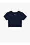Slim Fit Short Sleeve Crew Neck Printed Crop Sports T-Shirt - 2