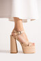 7-9900 Double Layer Platform High Thick Heeled Bridal / Evening Dress Shoes - Skin Leather - 5