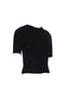 Women's Woolen Black Crew Neck Short Sleeve Sequin Embroidered Sparkly Stylish Crop Knit Sweater - 5