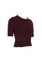 Women's Woolen Burgundy Crew Neck Short Sleeve Sequin Embroidered Sparkly Stylish Crop Knit Sweater - 5