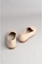 Seç 008 Genuine Leather Women's Flat Shoes Beige - 6