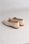 Seç 008 Genuine Leather Women's Flat Shoes Beige - 4