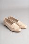 Seç 008 Genuine Leather Women's Flat Shoes Beige