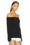 Women's Black Strapless Off Shoulder Long Sleeve Finger-Through Camisole Blouse - 2
