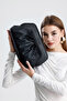 Heybes Women's Black Vegan Leather Drawstring Design Modern Handbag with Magnet Mechanism - 3