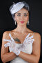 French Model Tulle Bridal Hat and Lace Bridal Wedding Gloves Set - 6