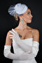 Pearl Tulle Detailed Bridal Wedding Cap Accessory and Long Wedding Gloves Set - 2