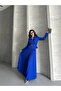 Women's Belted Gold-Buttoned Premium Jacket and Pleated Long Skirt Suit