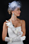 Tulle Bridal Wedding Headpiece Accessory and Long Lace Satin Bow Wedding Gloves Set - 2