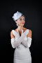 Polka Dot Tulle Detailed Bridal Wedding Cap Accessory and Long Wedding Gloves Set - 6