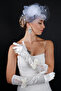 Tulle Bridal Wedding Headpiece Accessory and Long Lace Satin Bow Wedding Gloves Set - 6