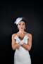 Bridal Wedding Headpiece and Fingerless Lace Wedding Gloves Set - 4