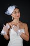 Pearl Detailed Tulle Bridal Wedding Cap Accessory and Heart Wedding Gloves Set - 4