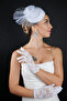 Pearl Detailed Wedding Bridal Hat and Lace Stylish Bridal Wedding Gloves Set Accessory