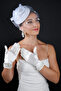Polka Dot Mesh Bridal Wedding Veil Accessory and Pearl Satin Wedding Gloves Set - 3