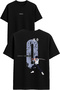 The Anime Design Printed Black Oversized t Shirt