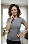 Women's Short Sleeve Circular Neck Gray Color Body