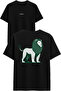 Lion Cactus Design Printed Black Oversized t Shirt