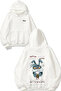 Coffee Spelled Design Back Printed White Hooded Sweatshirt