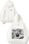 One Piece Black White Design Backpack Printed White Hooded Sweatshirt