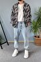 Black Patterned Long Sleeve Oversized Shirt - 2