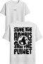 Save the Animals Design Printed White Oversized T-Shirt