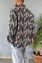 Black Patterned Long Sleeve Oversized Shirt - 5