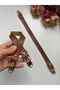 Gold Color Detailed Faux Leather Handle for Knitted Bags