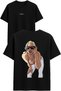 Beautiful Women Design Printed Black Oversized t Shirt