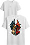 Angel and Devil Design Printed White Oversized T-Shirt