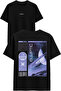Elliptic Design Printed Black Oversized t Shirt