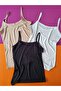 Thin Rope Strap Bamboo Fabric 3-Piece Black, Nude, and White Color Women's Tank Top - 5