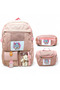 Korean Style Five-Compartment School Bag Set of 3 with Accessories, Lunch Box and Pencil Case - 2