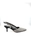 Gray Shiny Patterned Open Back Heeled Shoes