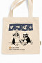 Japanese Cat Printed Canvas Tote Bag with Velcro and Inner Pocket - 3