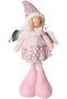 Christmas Ornament, Standing Winged Fairy Figure, Ribbon Sweater-Pink Skirt - 17X44 cm