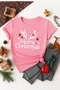 Merry Christmas Deer Print Oversize, Crew Neck, Short Sleeve T-Shirt