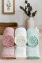 Bamboo Patterned 50*90 cm 6-Piece Hand and Face Towel Set - Towel Set - Dowry - Gift - Kitchen 100% Cotton - 2