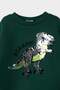 New Year's Baby Boy Crew Neck Dinosaur Printed Soft Fleece Inside Sweatshirt G4221A525Wn - 2