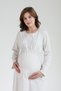 Women's Beige Melange Shawl Collar Full Length Long Sleeve Design Maternity Dressing Gown Nightgown Set - 8