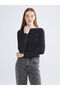 Lcw Vision Black Boat Neck Gathered Blouse