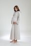 Women's Beige Melange Shawl Collar Full Length Long Sleeve Design Maternity Dressing Gown Nightgown Set - 2
