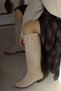Daily Flat Sole Detachable Belt Buckle Riding Boots Women's Shoes Bitter Brown - 2