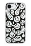 iPhone 16E Compatible Smiling Faces Patterned Transparent Silicone Phone Case
