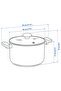MIDDAGSMAT Pot with lid, clear glass/stainless steel, 3 l - 8
