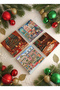 Christmas City Pine Tree and Lighted Streets Natural Stone Coasters, Christmas Gift, Set of 4, Home Decor