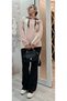 Fleece-Lined Hooded Sweatshirt for Women with Knit Detail - 3