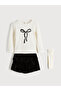 Ecru Bow Detailed Girl's Blouse and Skirt - 3