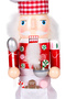 Christmas Ornament, Wooden Cook, Red-White - Wearing an Apron, Holding a Bowl and a Ladle, 8.5X38 cm - 2